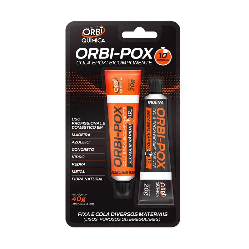 Cola epóxi Orbi-pox 10 minutos 40gr