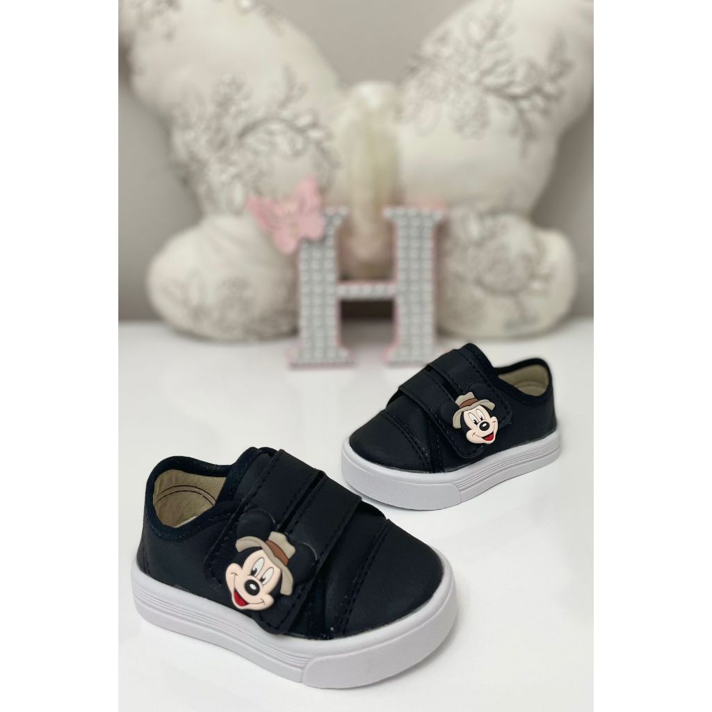 Tênis mickey Safari infantil fechamento em velcro preto em Oferta na Shopee