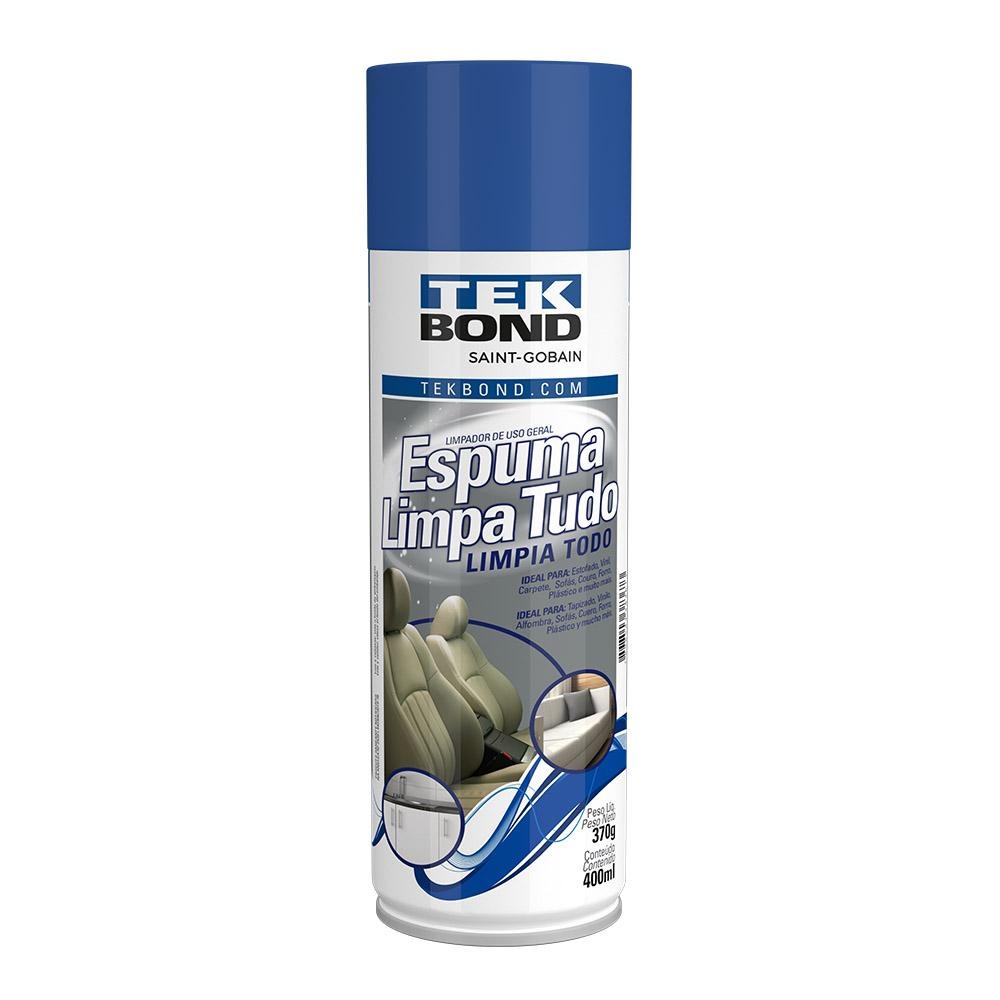 Espuma multiuso limpa tudo Tekbond 400ml uso geral limpa sofá, cadeira, tecido, estofado e mais