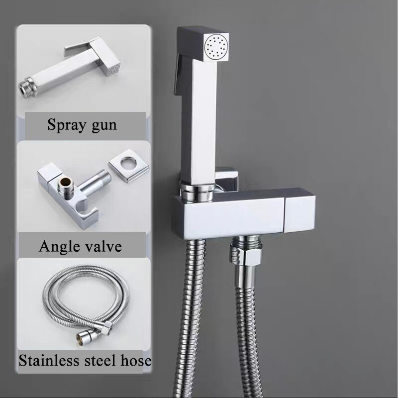 Ducha Higiênica Quadrada Metal Inox Luxo Gatilho 1/4 Volta Banheiro Yesop