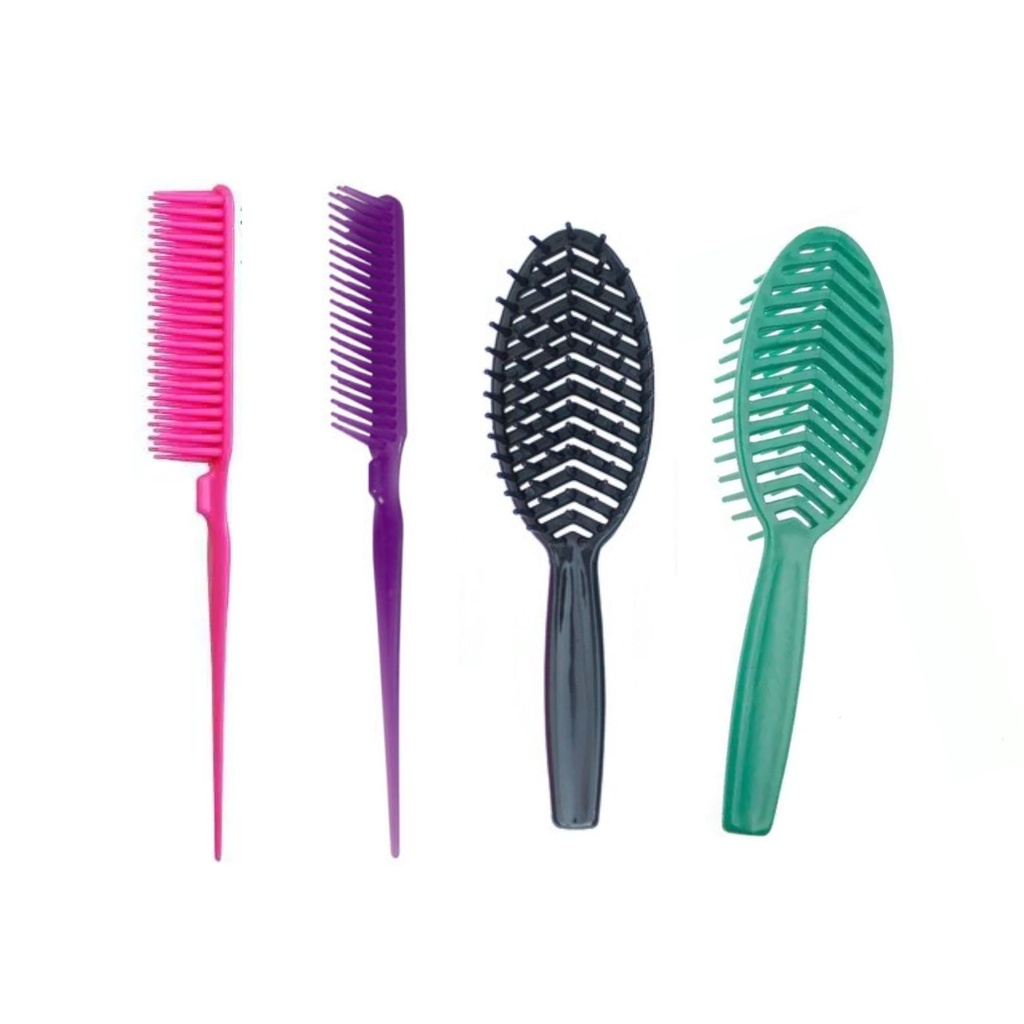 Kit com 2 Escovas Mafe e 2 Pentes Fitagem e Desembaraço