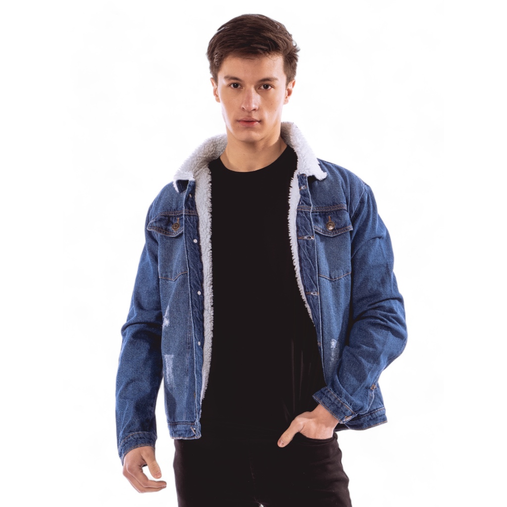 Saint Elian JAQUETA JEANS MASCULINA COM PELO FORRADO INTERNO