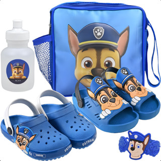 Kit 4 Babuche Infantil + Sandália Babuche Patrulha Mochila Com Garrafinha E Pulseira