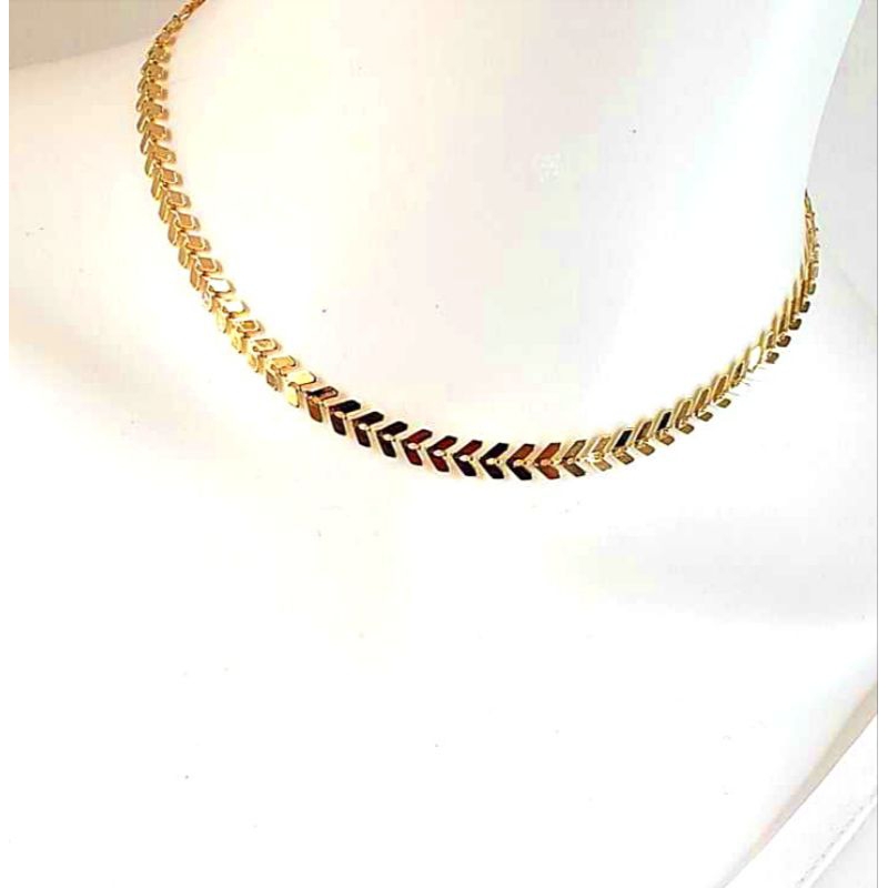 Colar Chocker Feminino Escamas Lisa banhada Ouro 18k