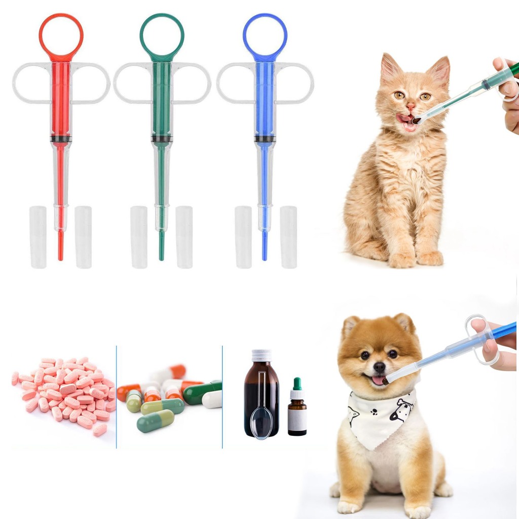 Aplicador de Comprimidos Seringa Aplicadora para Cachorro Gato Remédio Medicação Reutilizá...