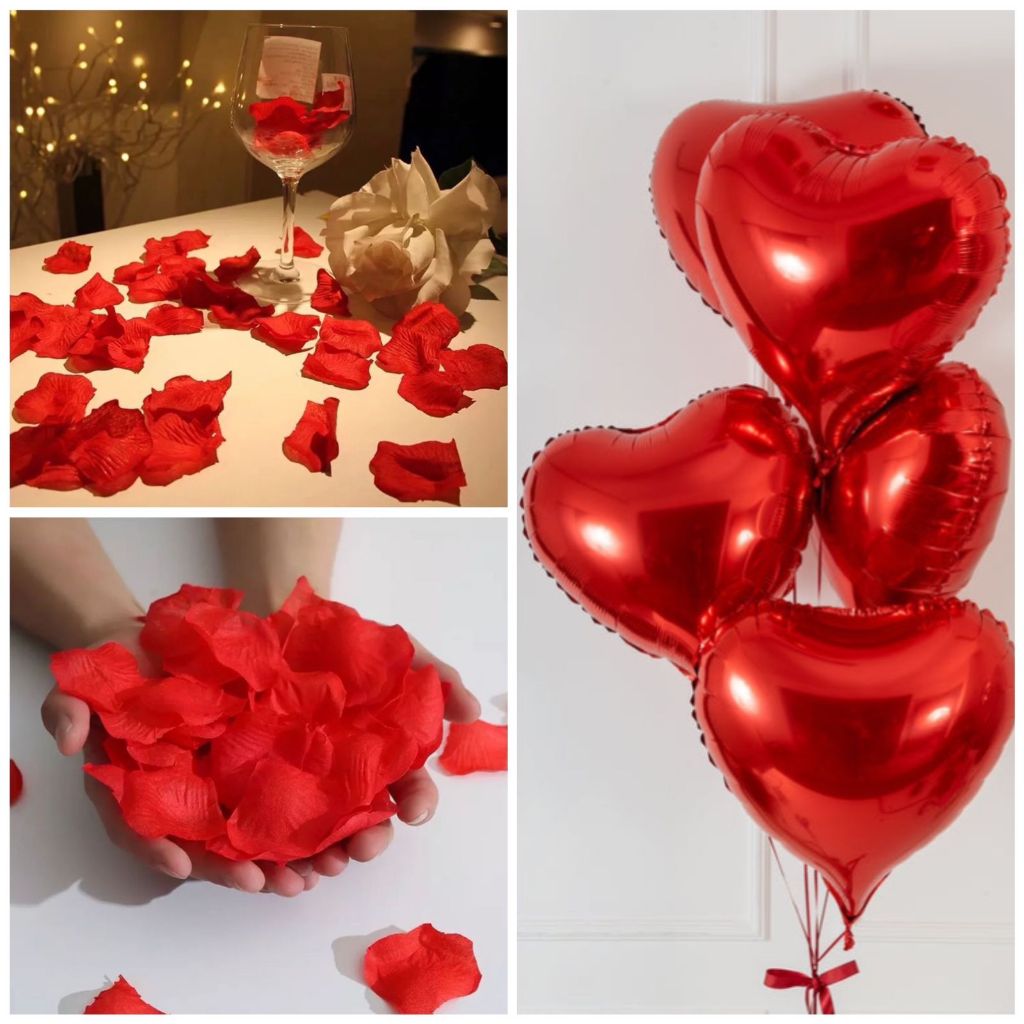 Kit Decoração Romântica 300 Pétalas + 5 Balões Coração em Oferta na Shopee