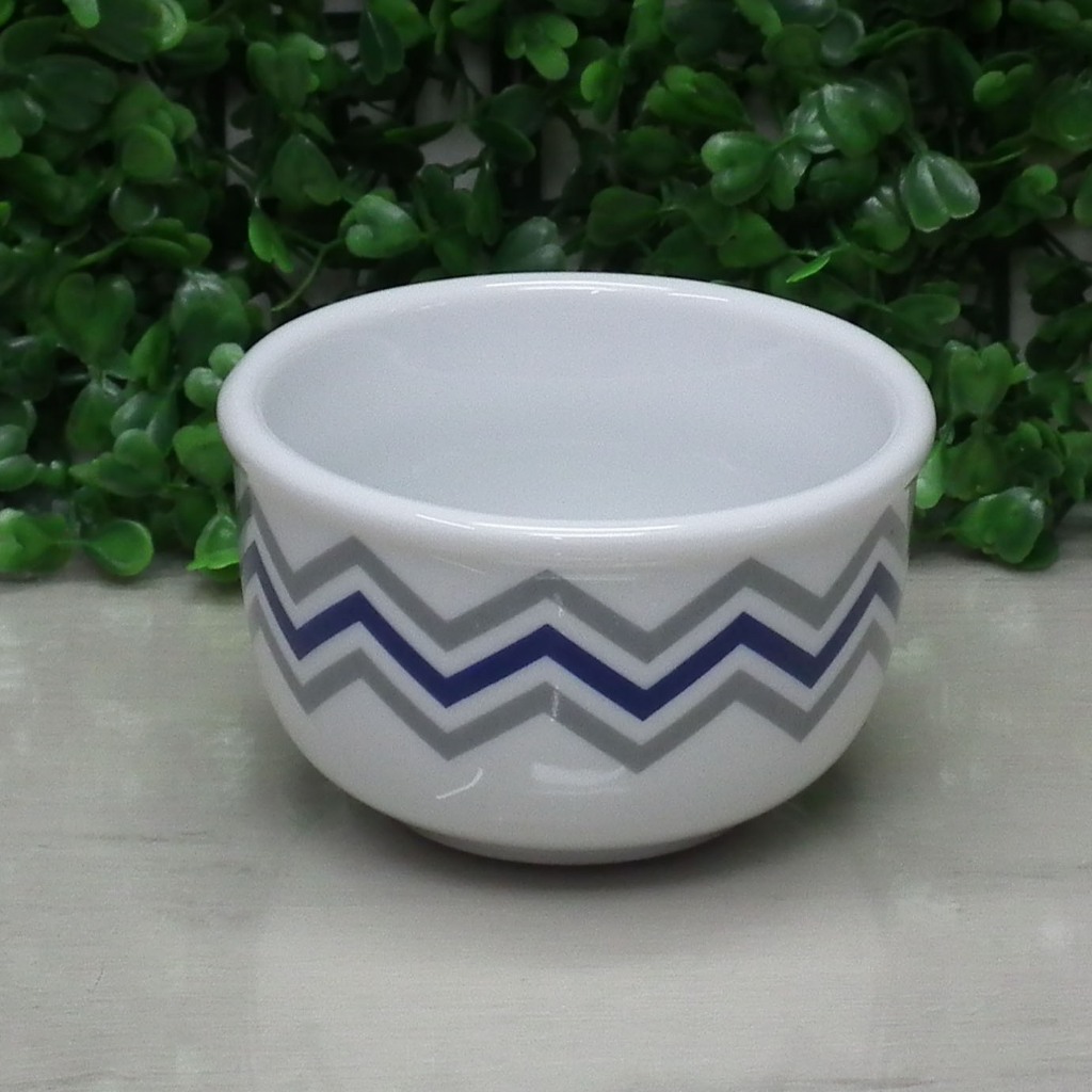 Molhadeira de Porcelana Cumbuca  Bolw Chevron Azul Marinho  para Kit Higiene Bebe