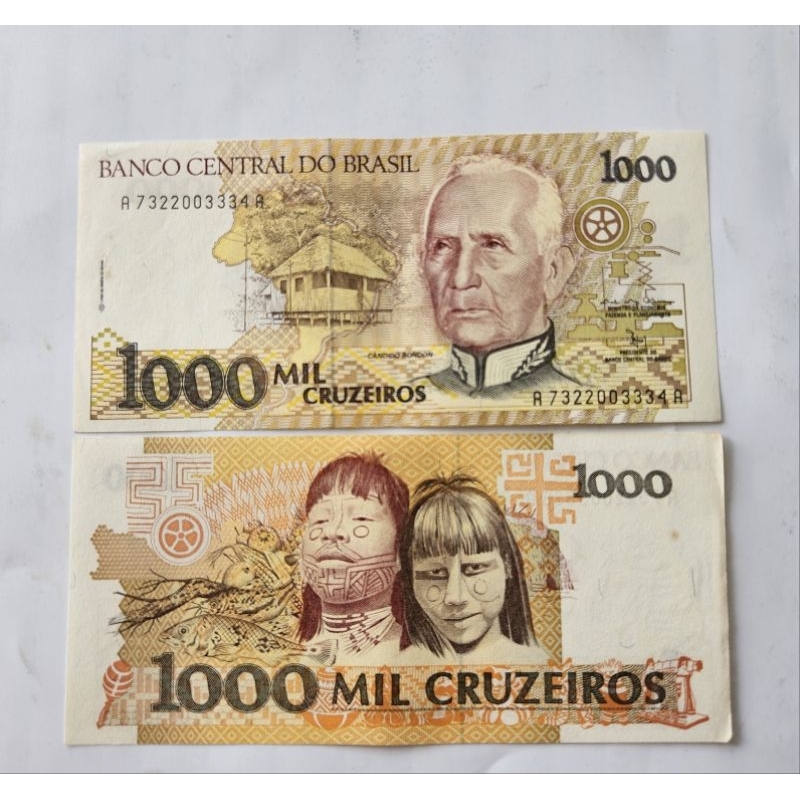 Cédula Brasil 1000 cruzeiros Cândido Rondôn soberba C218