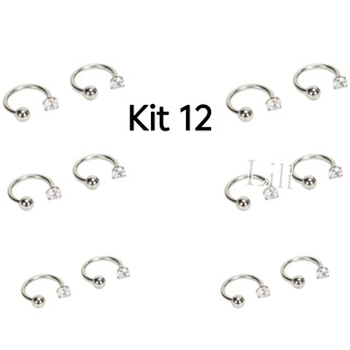 Kit 12 Piercing para Nariz helix Aço Cirúrgico brinco com 1 Zircônia em Oferta na Shopee