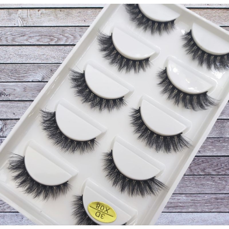 Cartela com 5 pares de cílios feitos à mão modelos 3D X naturais  a pronta entrega em Oferta na Shopee