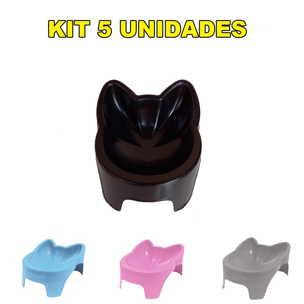 Kit 5 Comedouro elevado pet para Gato bebedouro em Oferta na Shopee
