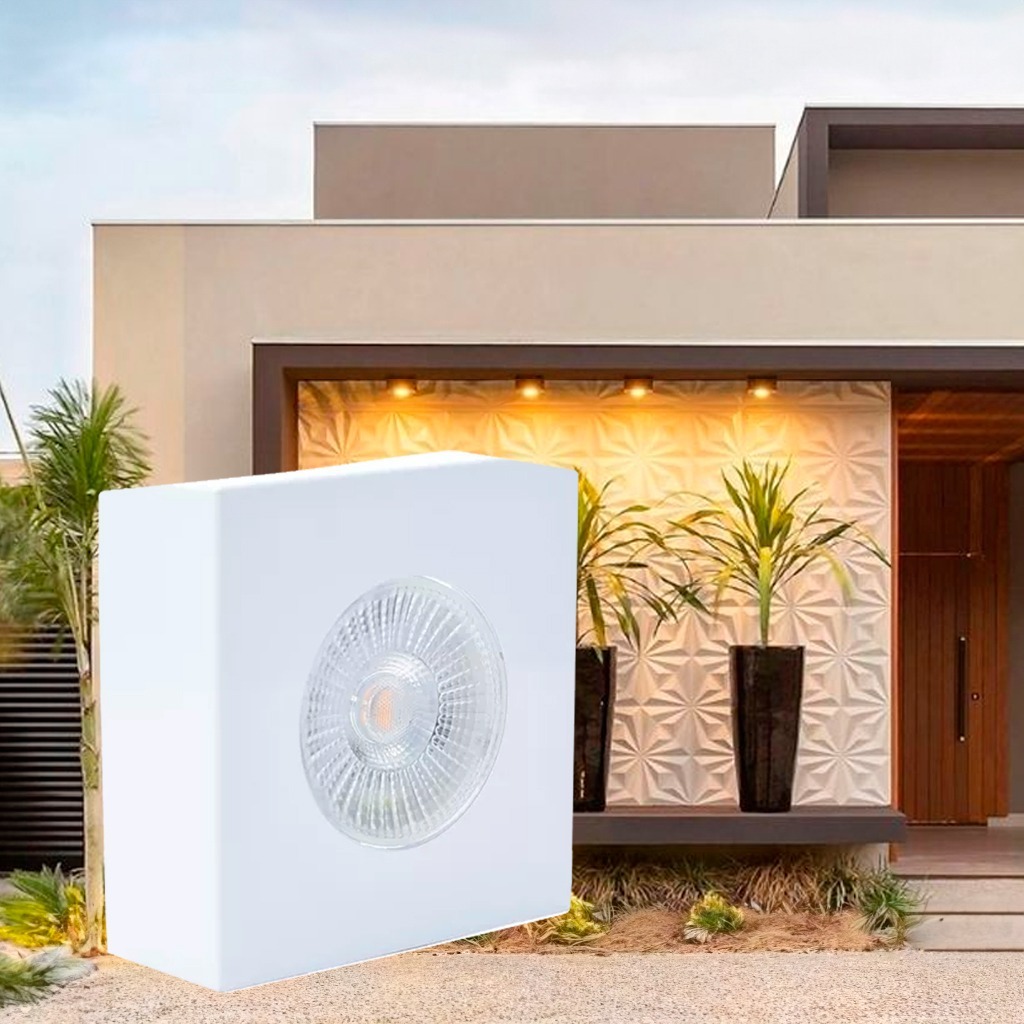 Luminaria Spot Led Sobrepor Para Beiral 5w Branco Luz Branco Quente 3000k Bivolt
