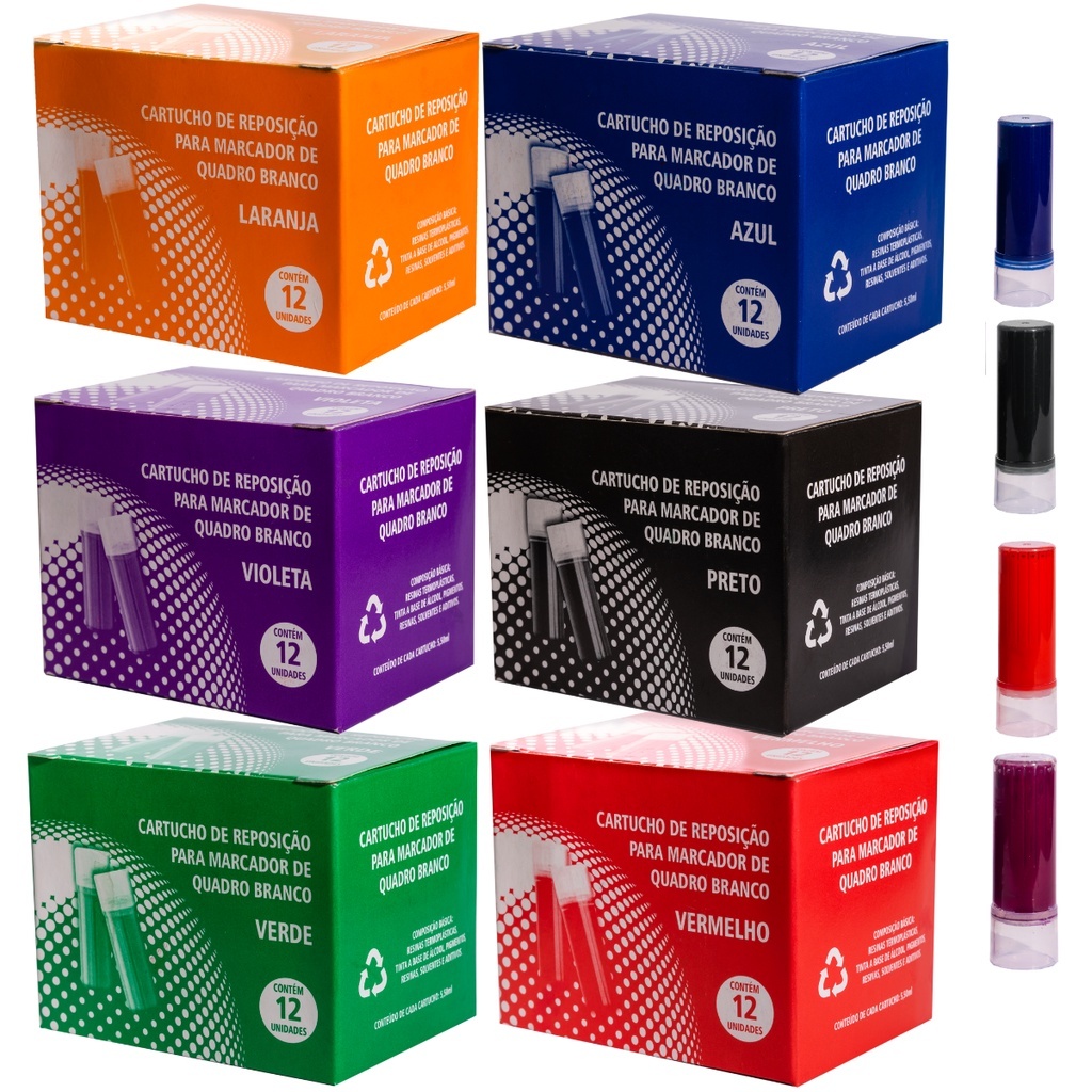 Refil Recarga Para Marcador De Quadro Branco Caixa C/ 12 Un.