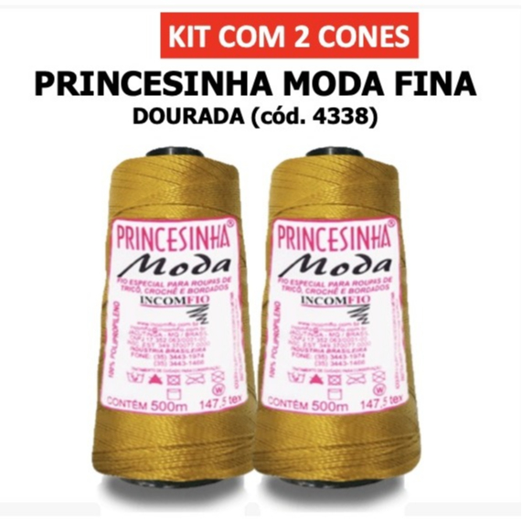 KIT 2 Linhas - Princesinha Moda Fina DOURADA (4338) /  / Crochê / Artesanato / Tranças para cabelo / Incomfio em Oferta na Shopee