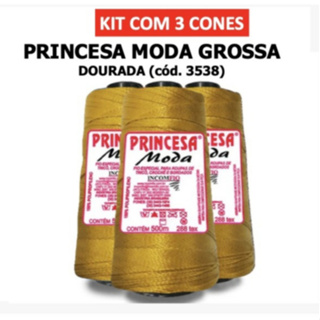 KIT 3 LINHAS - PRINCESA MODA GROSSA DOURADA (3538)   / Crochê / Artesanato / Tranças para cabelo / Incomfio em Oferta na Shopee