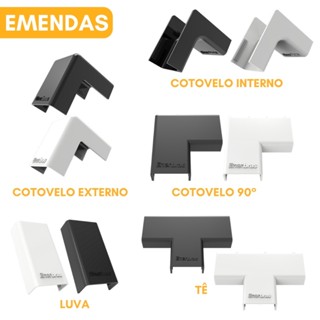 Kit Acabamento Canaleta 20x10mm Emenda Conectores PVC Luva Tê Cotovelo em Oferta na Shopee