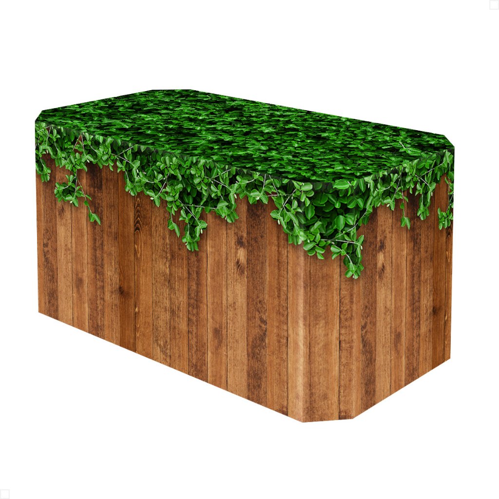 Capa Forro de Mesa Madeira Folhagens Decoração Fazendinha Em Tecido Sublimado Veste Fácil em Oferta na Shopee