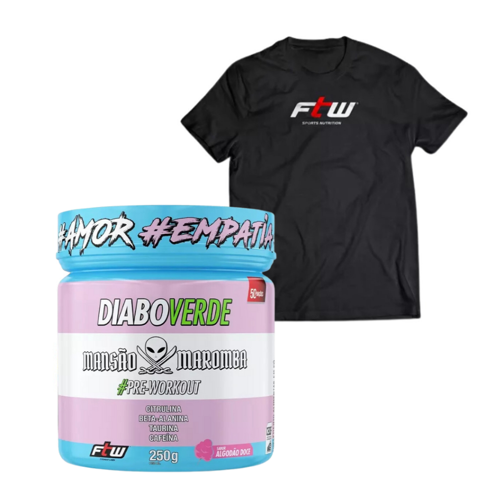 Diabo Verde Mansão Maromba Pré Treino 250g + Camiseta FTW