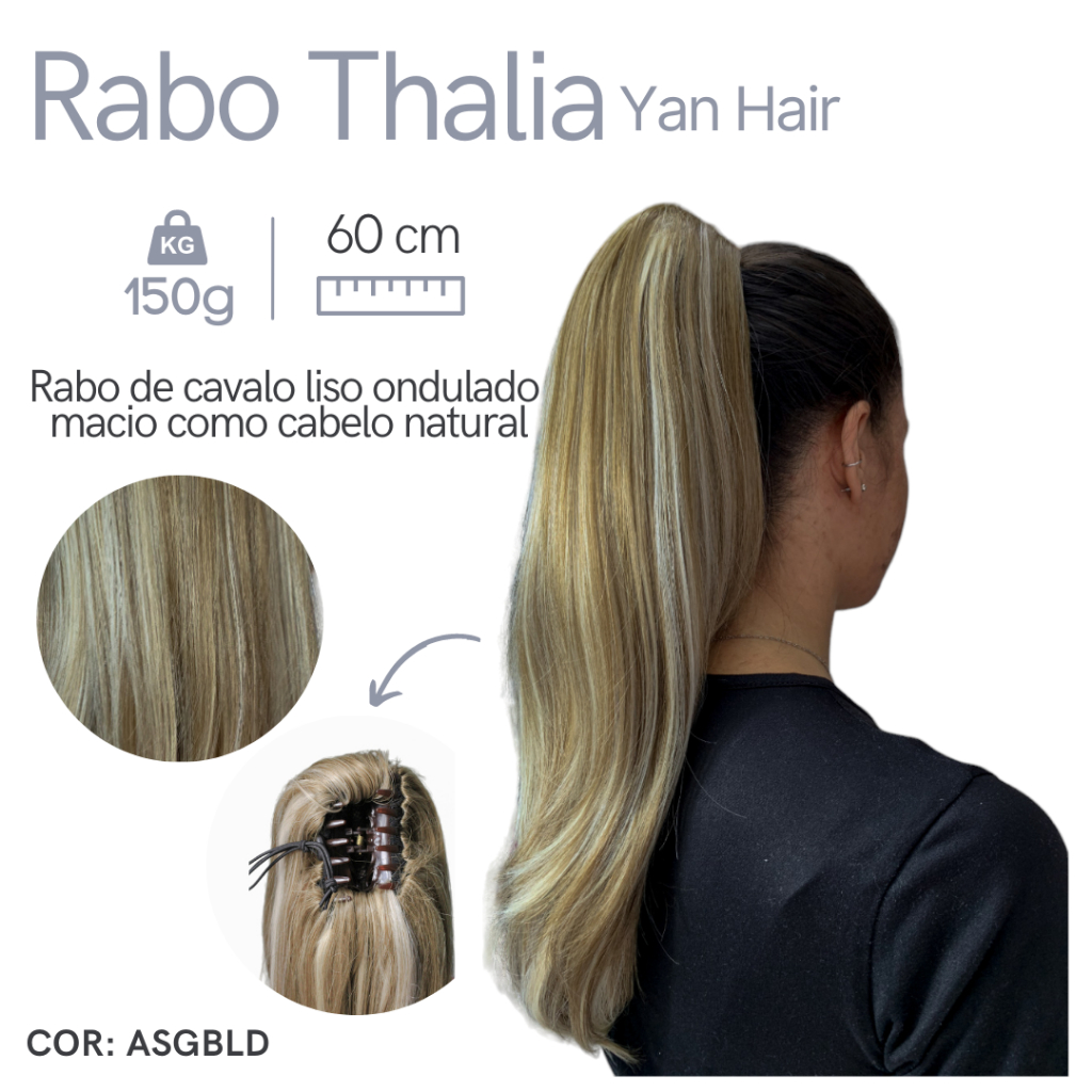 Aplique De Cavalo Liso Repicado Fibra Bio Premium Yan Hair 60Cm Com Presilha