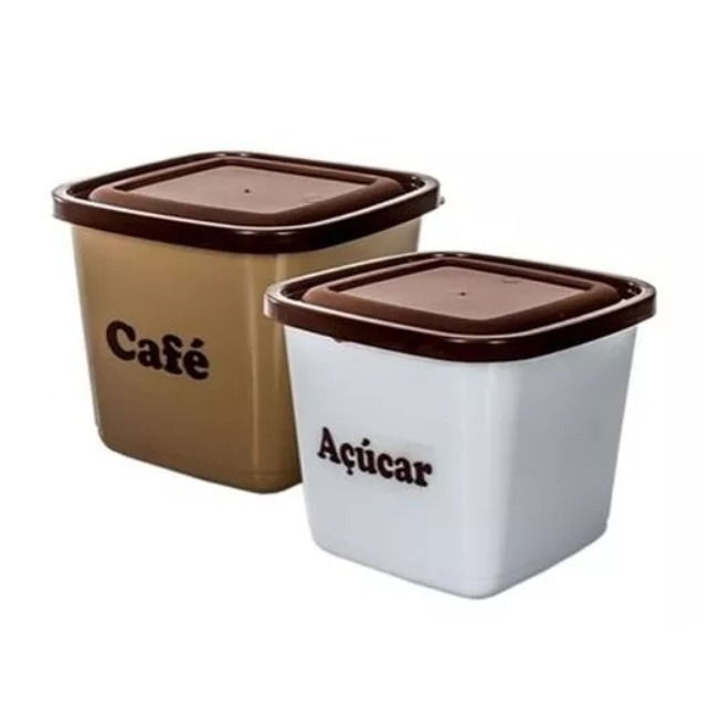2 Potes De Plástico Para Café E Açúcar ErcaPlast