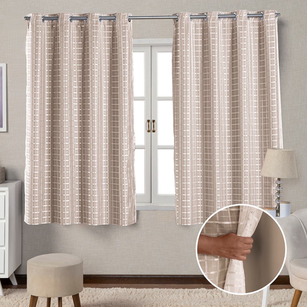 Cortina de Voal Xadrez Blackout 100% Corta Luz 2,00mx1,30m em Oferta na Shopee