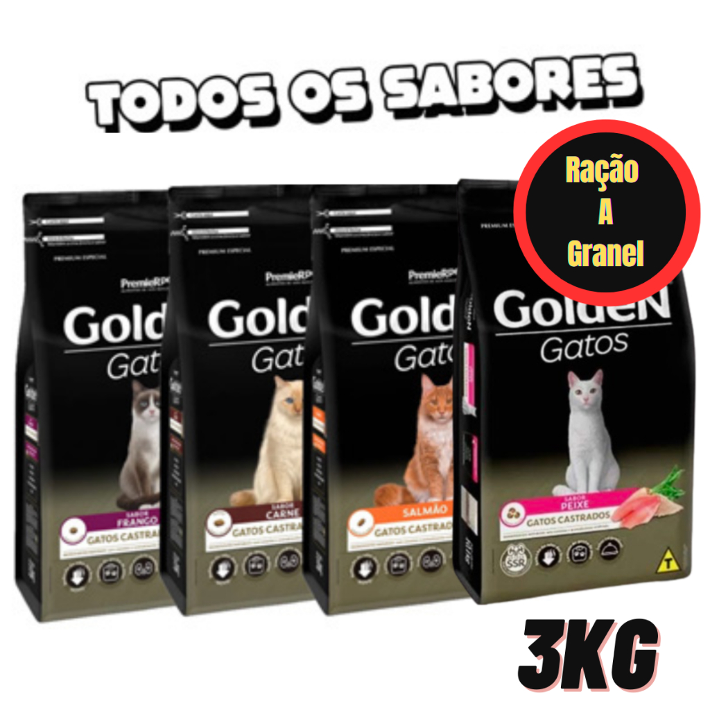 Ração Para Gato Premier Pet Golden Castrados 3Kg - Ração Gato