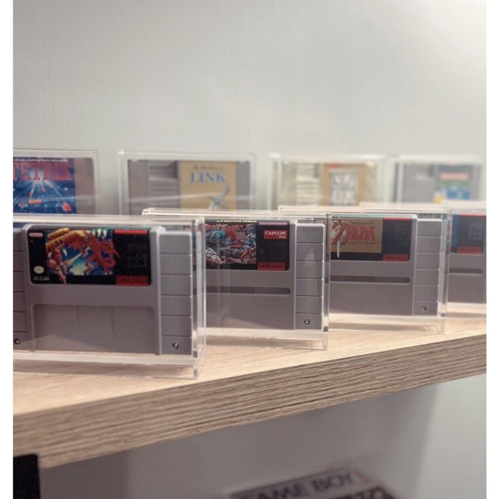 Capa protetora de tela acrílica premium Protetor de Fita cartucho videogame acrílico Super Nintendo SNES