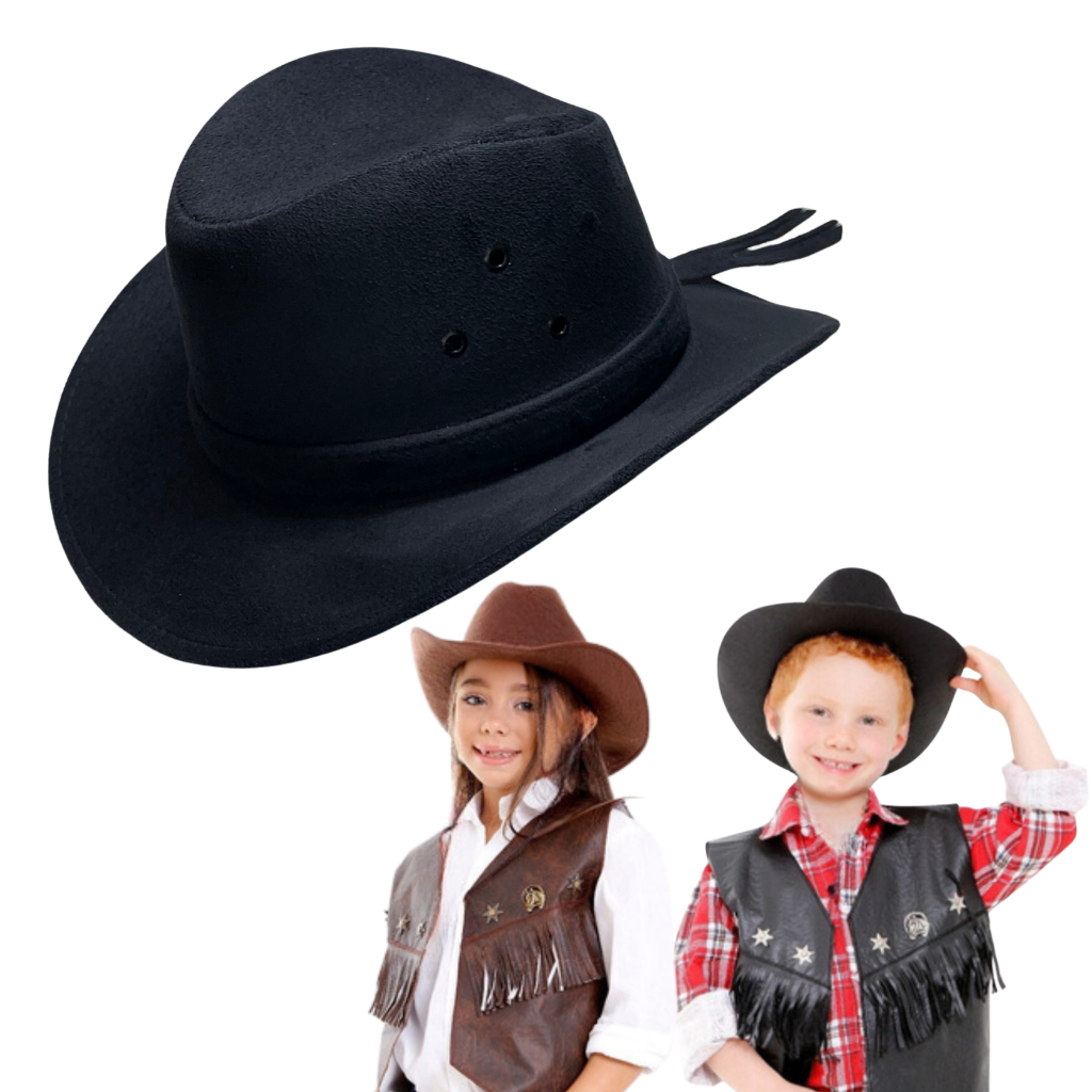 Chapéu Cowboy Infantil Criança Country Junina Rodeio Camurça