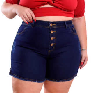 Short Jeans Feminino Plus Size Modelo Curve Elastano Meia Coxa 46 ao 64