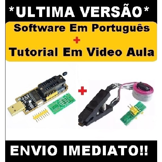 Kit Gravador Programador ch341a Eprom Ch341a + Pinça Jacaré Soic8