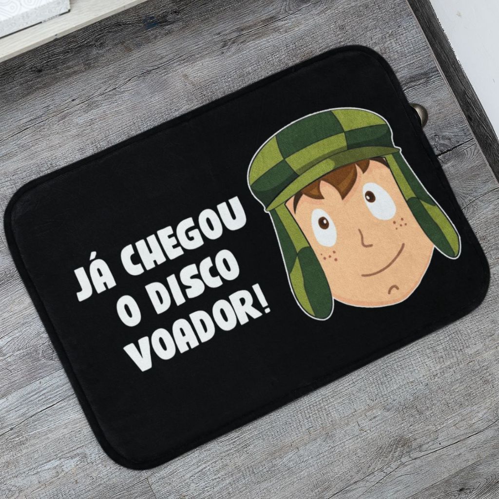 Tapete Porta de Entrada Disco Voador Chaves 55x35cm Antiderrapante