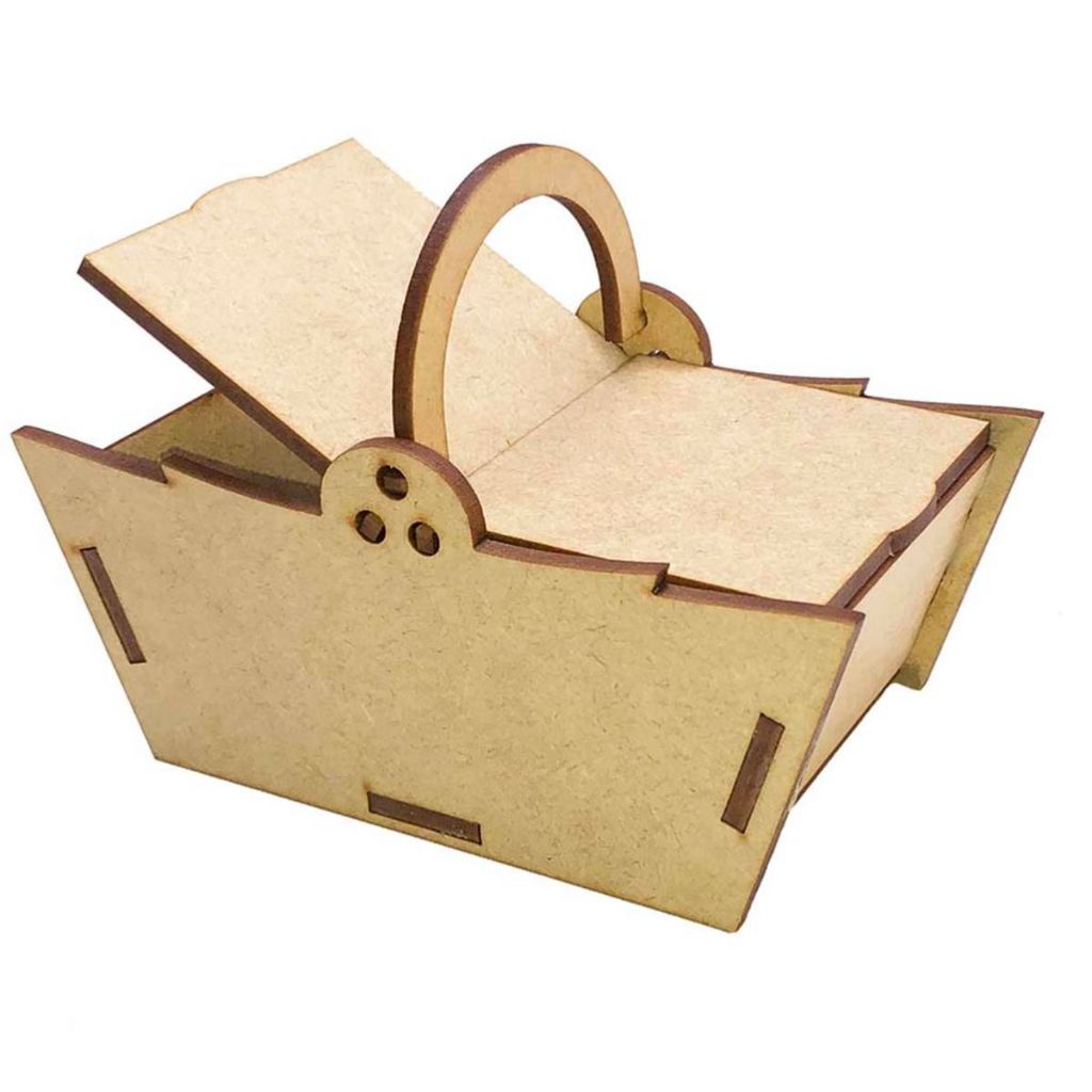 Kit 6 Mini Cesta  cestinha Piquenique 22 cm mdf cru Picnic festa Parque Chapeuzinho