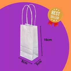 Mini Sacola Kraft Branco 8x5x16 Cosméticos Presentes
