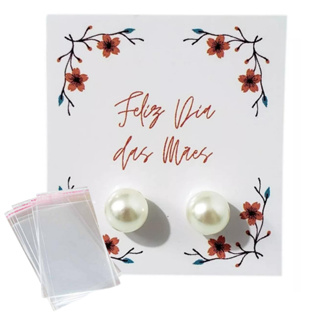 100 PARES DE BRINCO PEROLA TAG DIA DAS MÃES DIA DA MULHER 8 DE MARÇO DIA INTERNACIONAL DA MULHER MIMOS LEMBRANCINHA em Oferta na Shopee