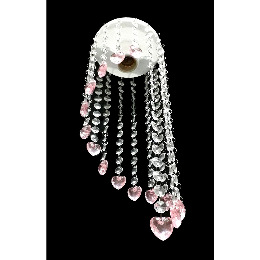 Lustre Plafon Coração Rosa - Sala - Quarto - Max Brilho