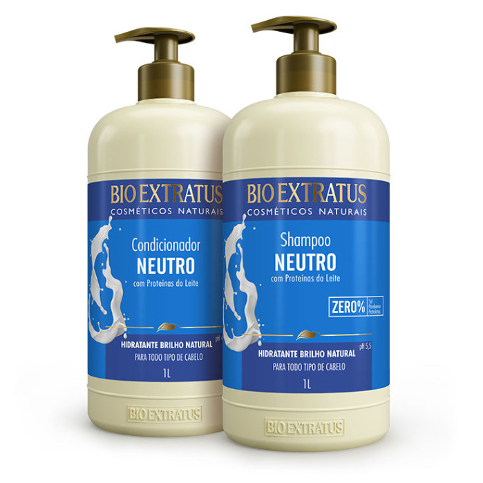 Kit Neutro Proteínas do Leite Bio Extratus Shampo e Condicionador 1L
