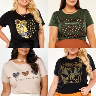 Blusa Plus Size T-shirt Moda Blogueira GG e G1 em Oferta na Shopee