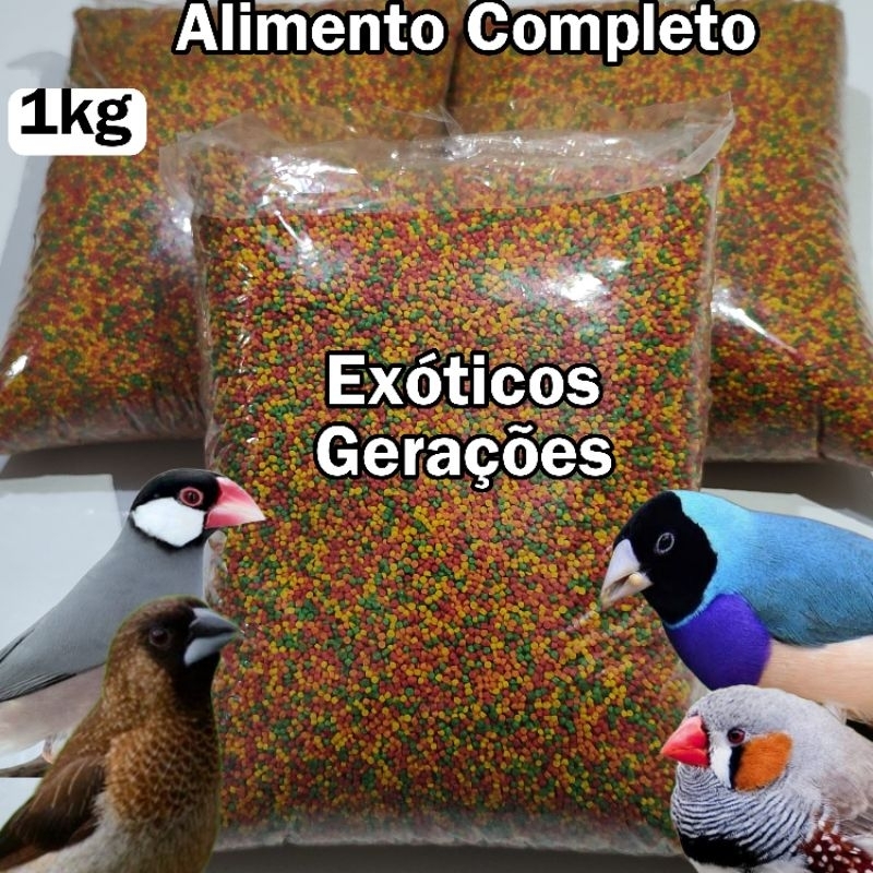 Exóticos Gerações 1kg Extrusada completa para Mandarin, Diamante-de-gold, Manon, Calafate em Oferta na Shopee