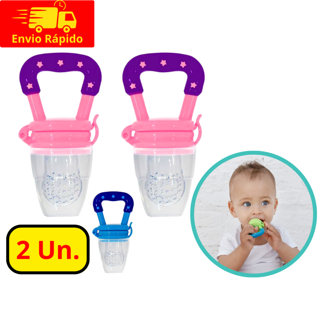 2 Chupeta Alimentadora De Silicone Para Frutas Infantil Crianças Introdução Alimentar de Silicone