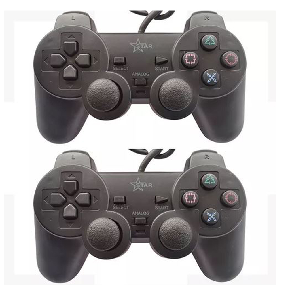 Kit 2 Controles Play 2 Com Fio Analógico Dualshock Joystick em Oferta na Shopee