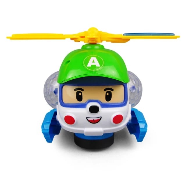Helicóptero De Plástico Com Motor A Pilha Cartoon Giratório 360 Graus Bate E Volta