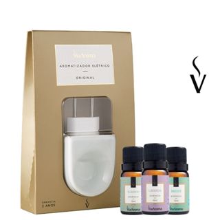 Kit Aromatizador Elétrico Original mais 3 Essências Via Aroma - Bamboo, Breeze e Lavanda em Oferta na Shopee