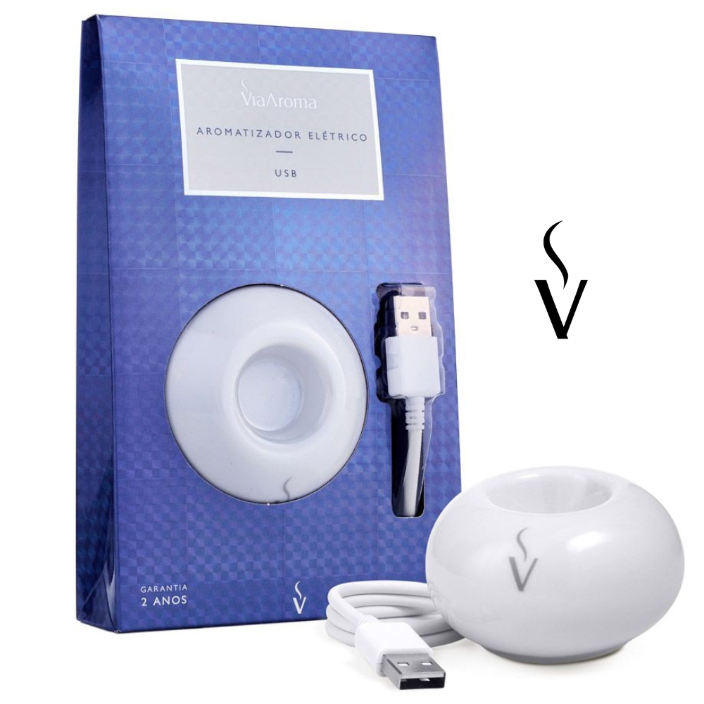 Difusor Aromatizador Elétrico porcelana portátil USB para ambientes  -Via Aroma - Home & Living