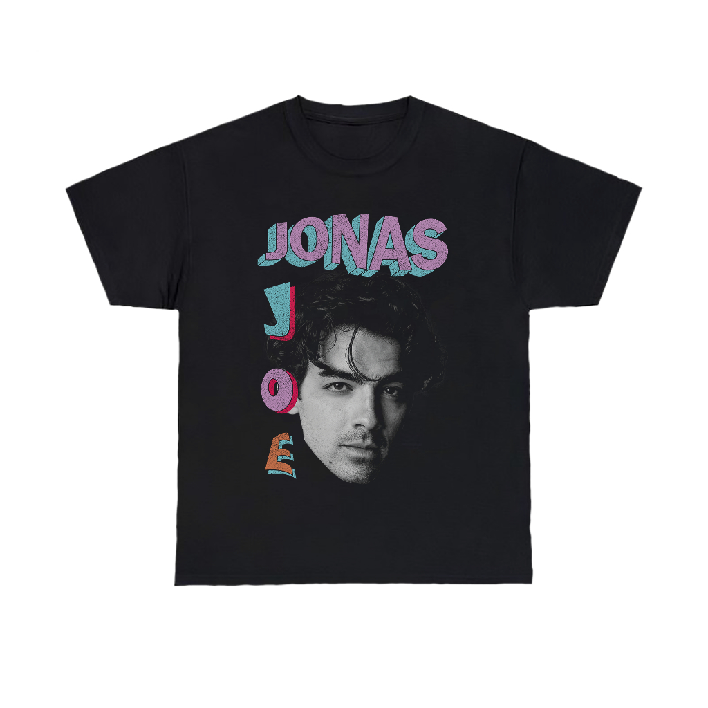 Camiseta Feminina Joe Jonas Personalizada Manga Curta Jonas Brothers Preta