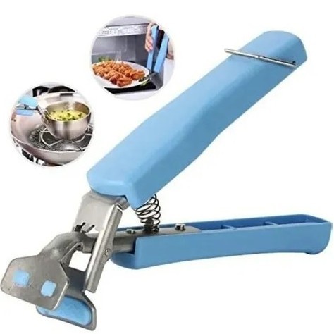 Pinça Pegador De Assadeiras 17cm x 03cm x 04cm. Formas Tigelas Quentes Com Trava Utensilio De Cozinha Multiuso Universal