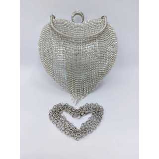 Bolsa de Mão Coração com Franja de Strass em Oferta na Shopee