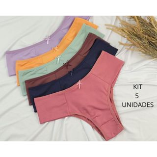 KIT 5 CALCINHAS FEMININAS PALA  ALTA CONFORTO FORRO ALGODÃO em Oferta na Shopee