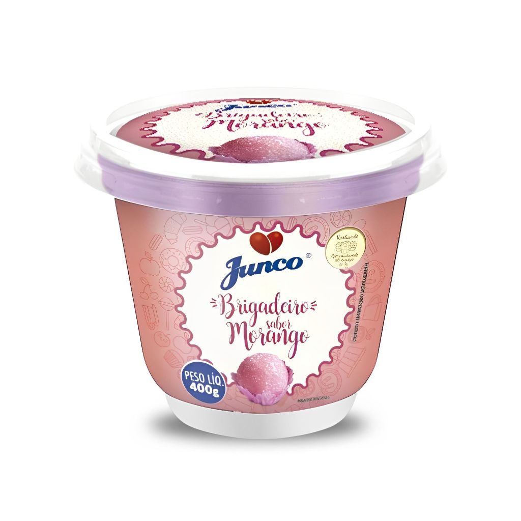 Pote Brigadeiro Doce Sabor Morango 400g Junco Pronto Para Enrolar e Rechear