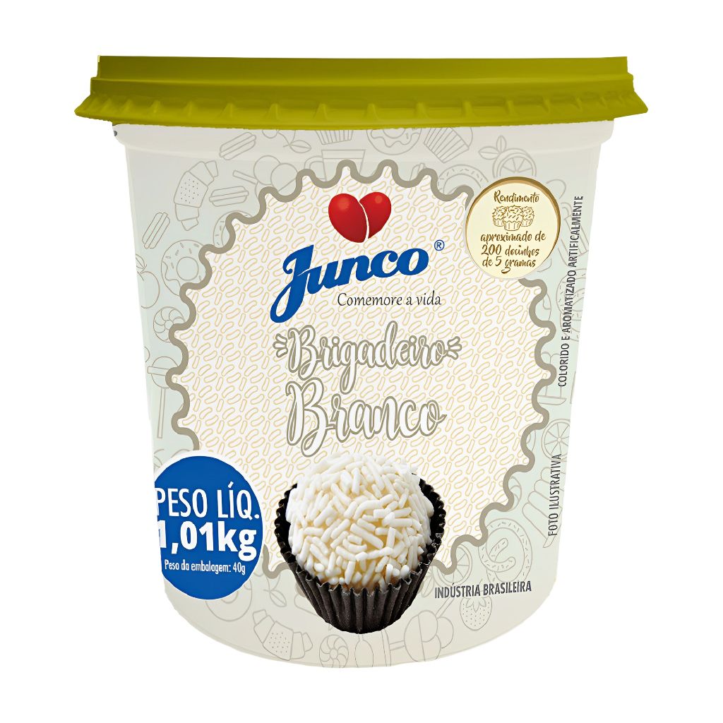 Pote Brigadeiro Doce Sabor Brigadeiro Branco 1,01Kg Junco Pronto Para Enrolar e Rechear