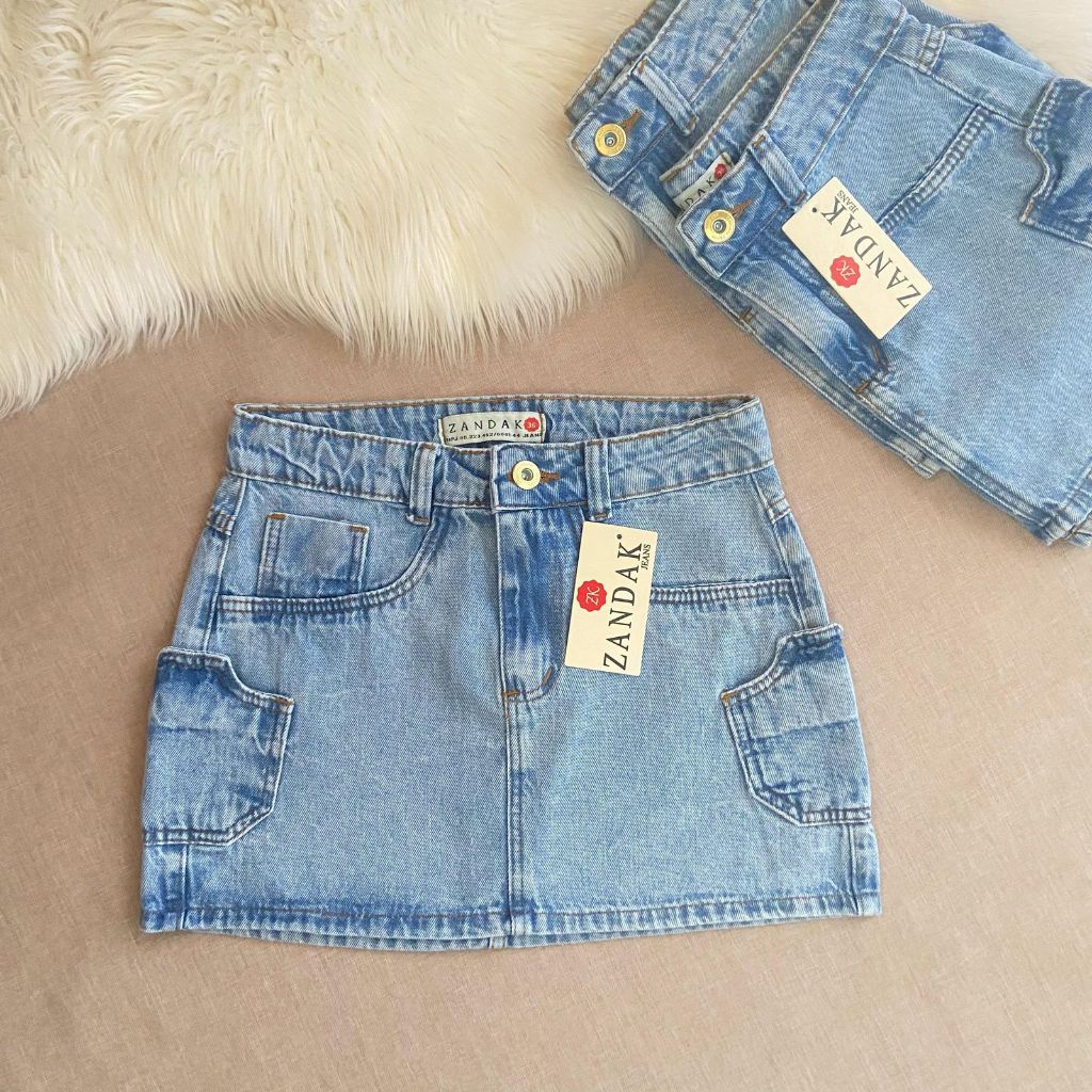 Saia Cargo Jeans Com Bolso Feminina em Oferta na Shopee